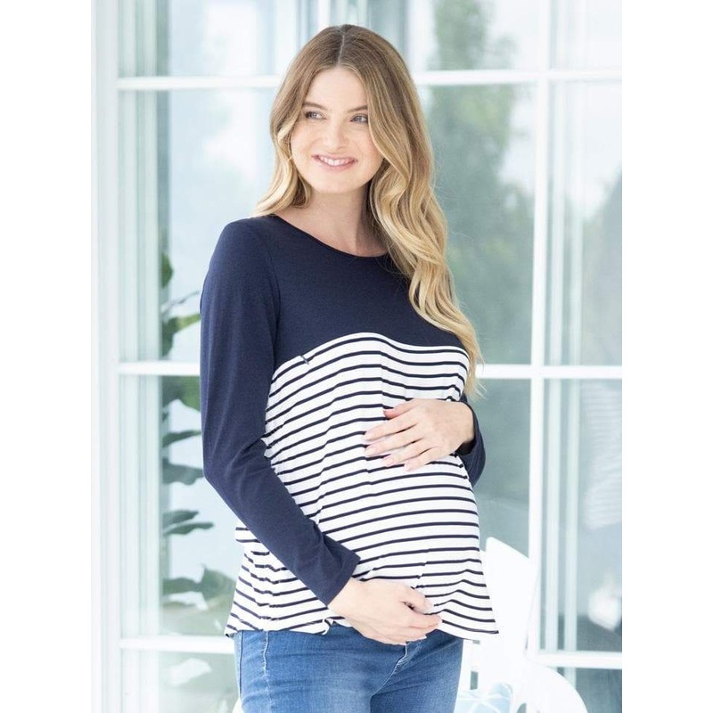 Cleo Maternity and Nursing Long Sleeve Top in Navy XS N2369C – 1605A #E-7