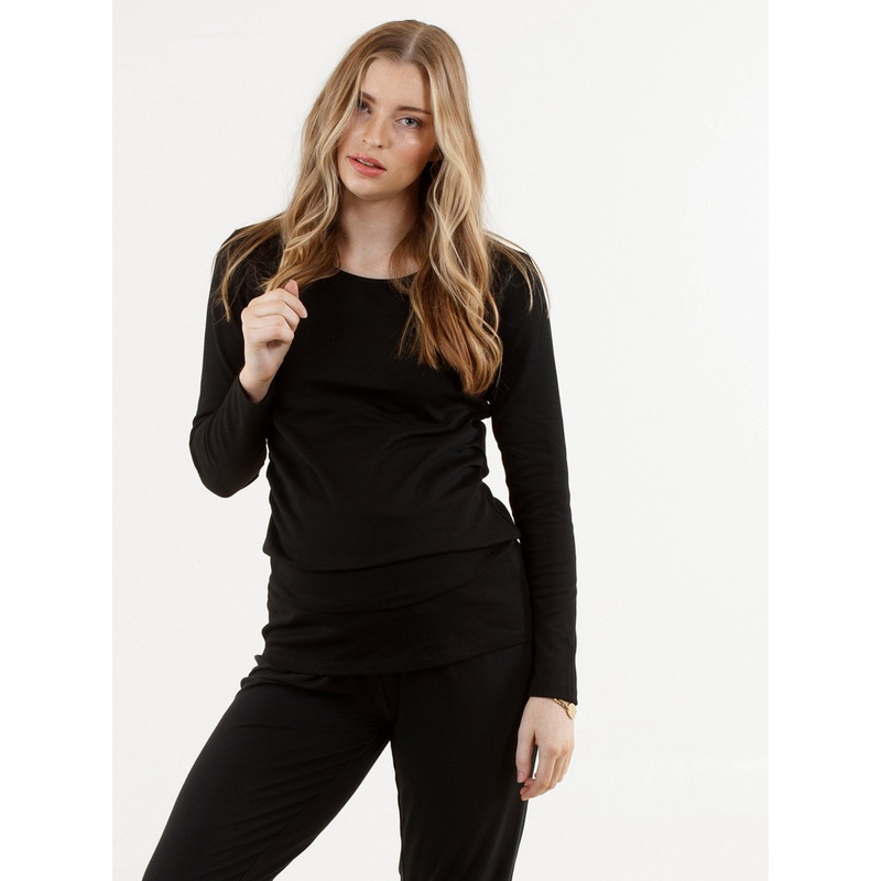 Essential Black Long Sleeve Maternity T-shirt XS 2063B-#E-8 AND #E-9