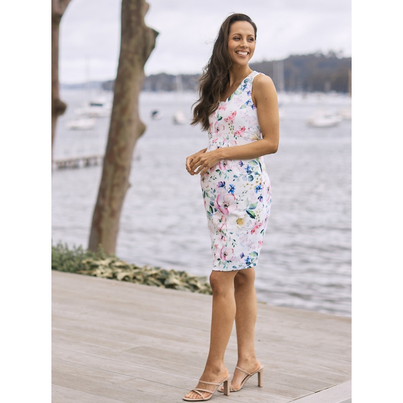 In Bloom Above Knee Length Floral Maternity Dress XS