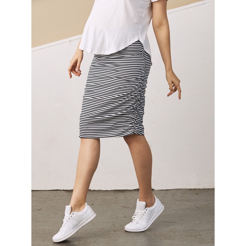 Maternity Fitted Skirt in Navy stripes XS 332BKST -NW- 0904B