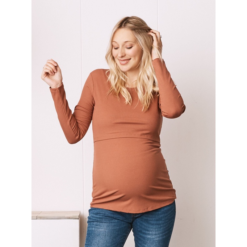 Maternity & Nursing Long Sleeve Top XS N2026RK -#D-2