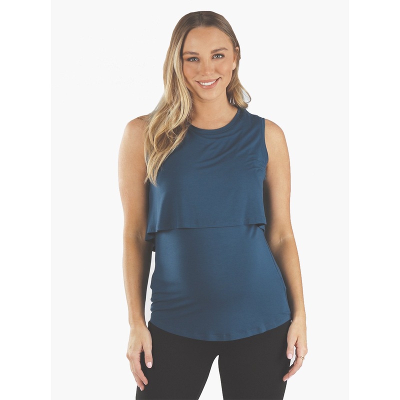 Maternity & Nursing Tank in Teal XS N2735F-#F-4