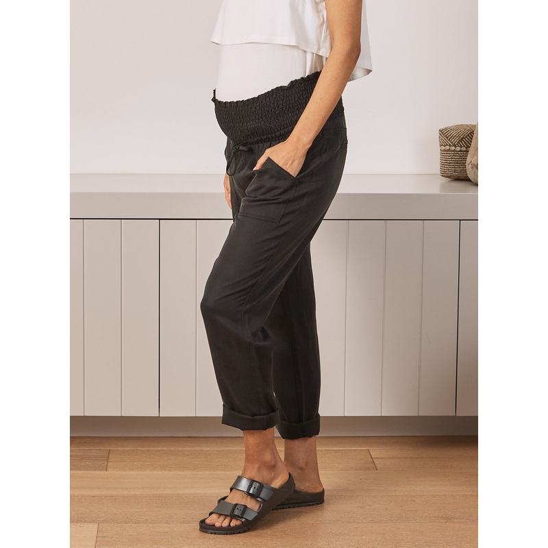Maternity Relaxed Leg Tencel Pants- Black XS 984BLK-#F-1