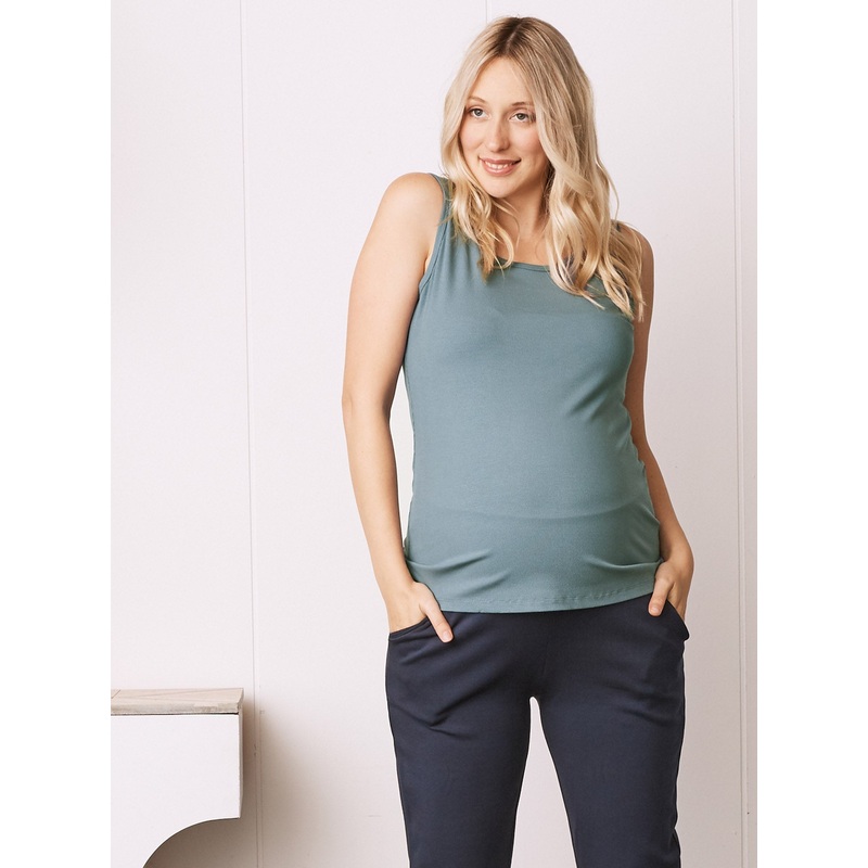 Maternity Round Neck Tank Top – Sage Green XS 254RK – 0202C #F-6