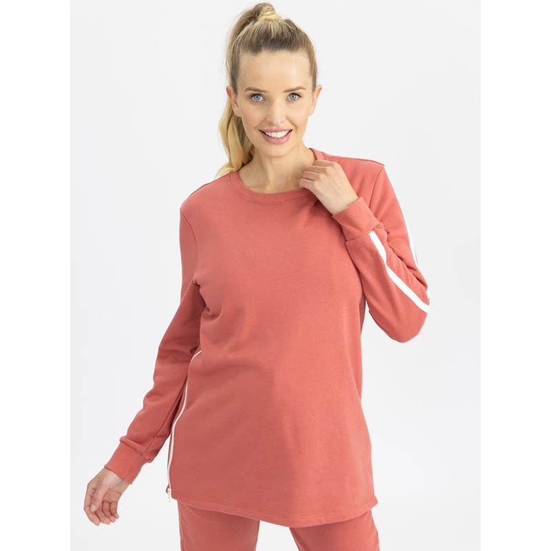 Maternity Sweat Top in Coral XS N218OR