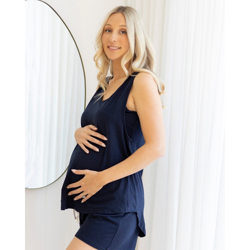 Maternity Swing Tank with Nursing Opening in Navy XS