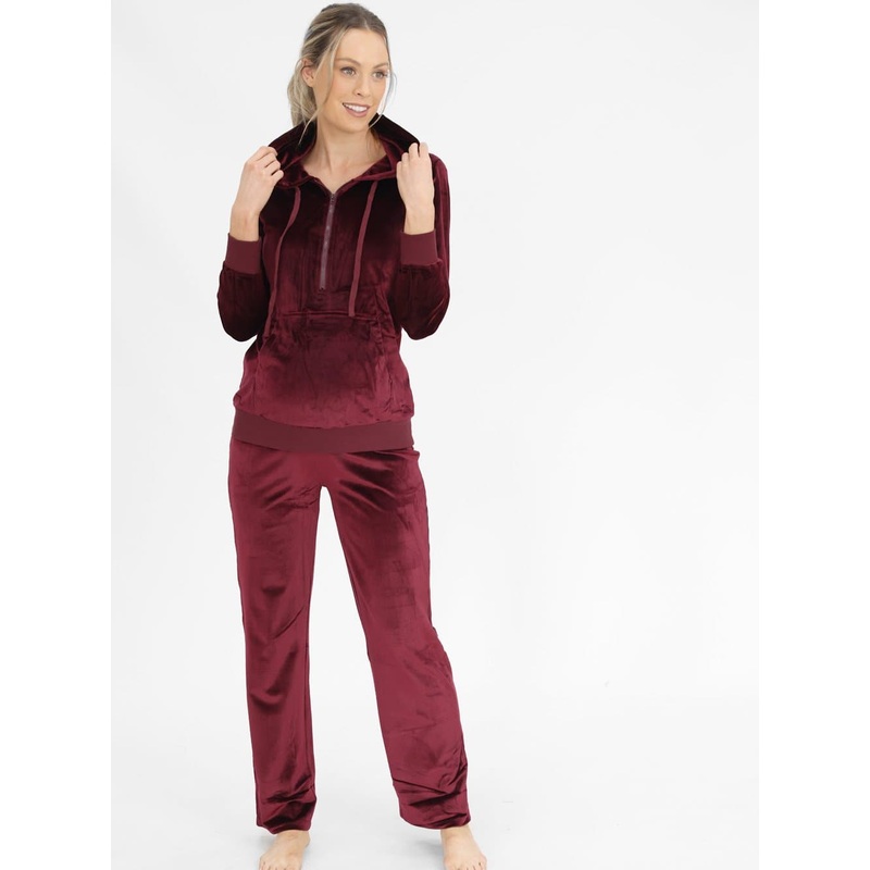 Maternity Velour Lounge Set – Wine XXS N7891WN#D-5