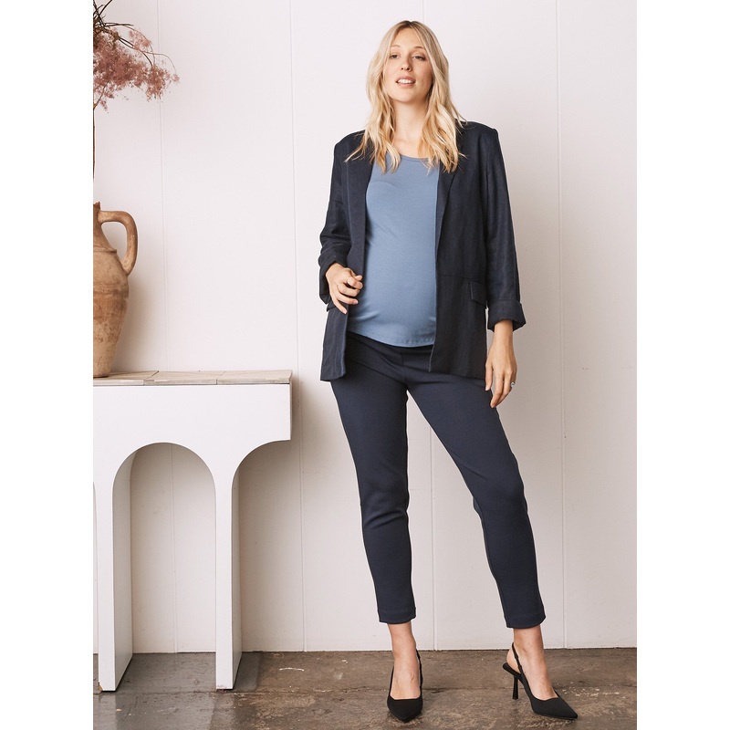 Sadie Maternity Linen Jacket in Navy S/M Navy 2339NV