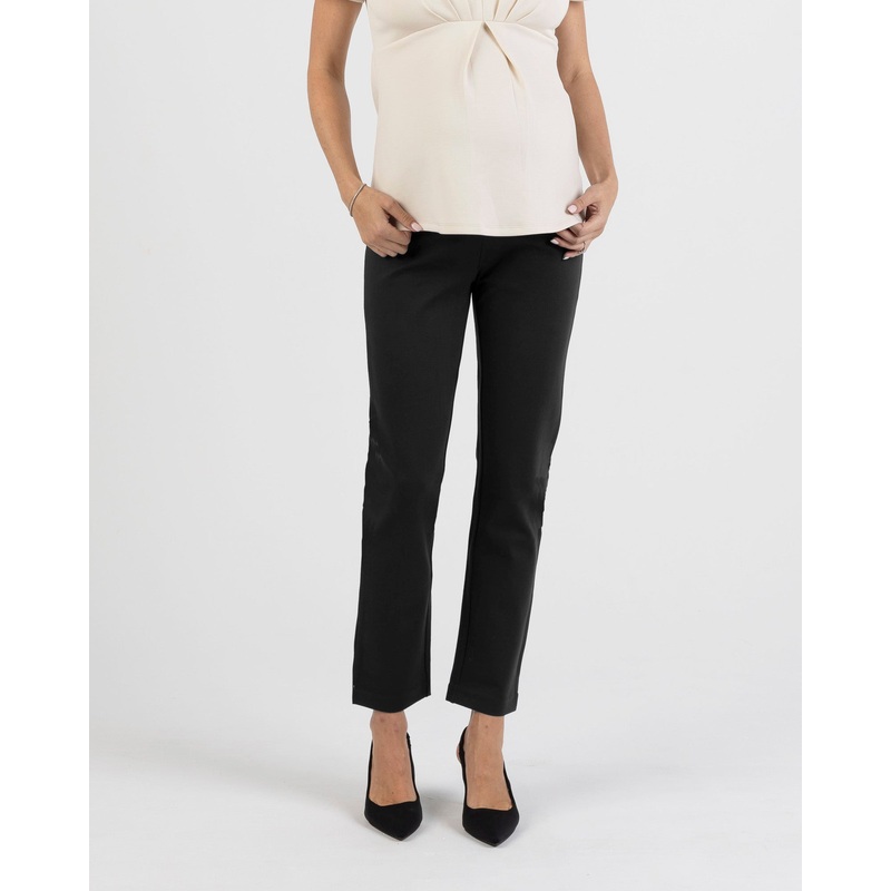 Zoe Maternity Straight Cut Ponti Work Pants in Black XS