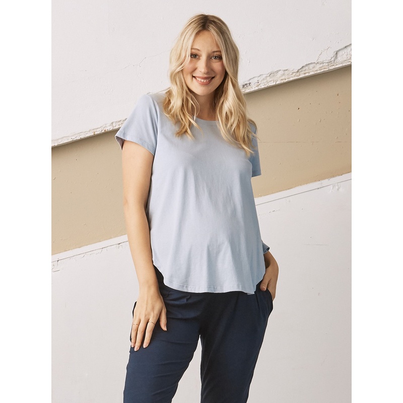 Basic Maternity Cotton Tee – Ice Blue XS