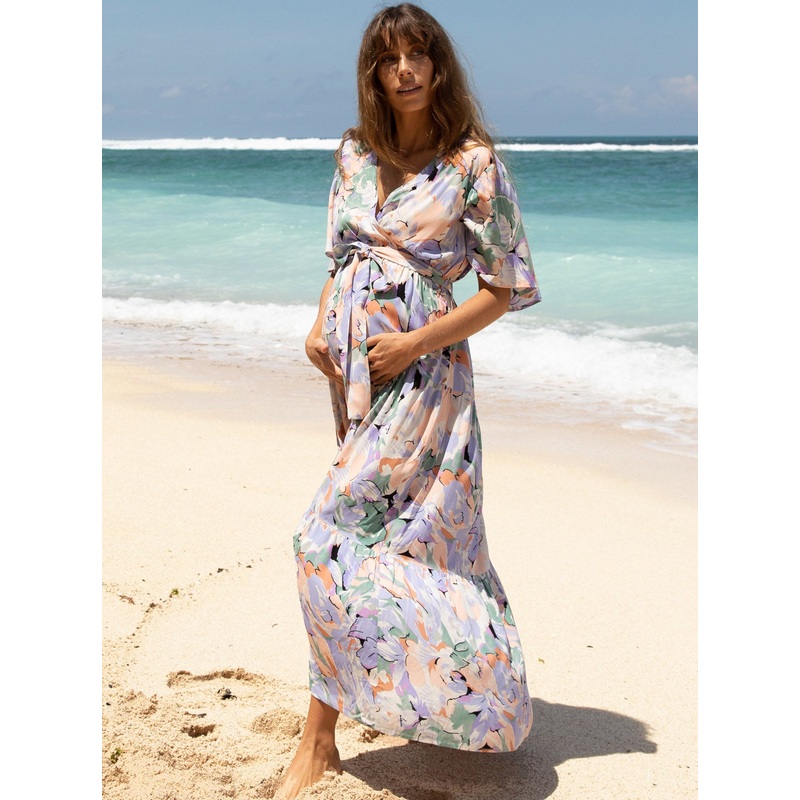 Cara Floral Lavender Maternity Baby Shower Dress XS