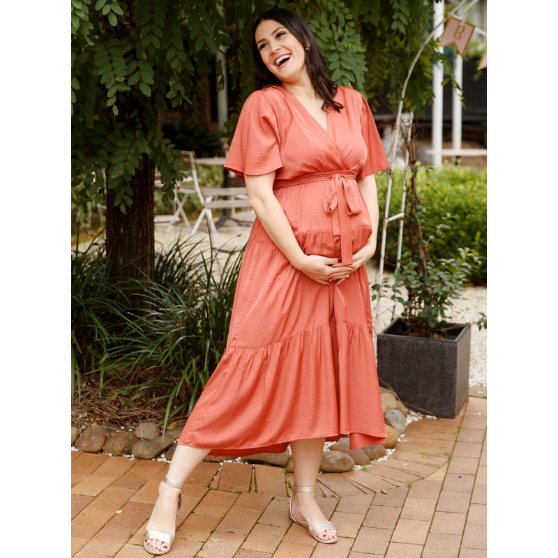 Cara Rust Maternity Maxi Dress XS 8335OR