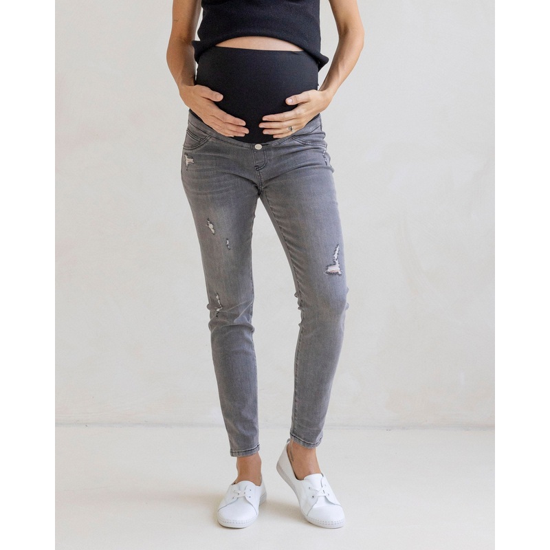 Claire Over the Bump Skinny Maternity Denim Jeans Charcoal XS