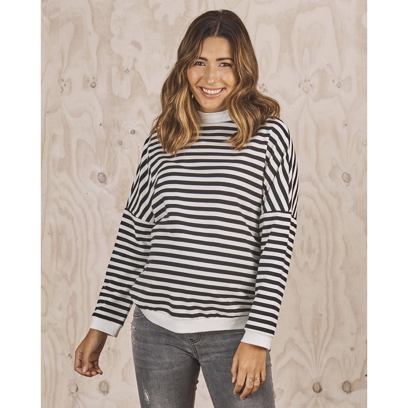Corine Maternity Striped Rib Jumper-Black/White S 2136BWST – 1001A-#F7