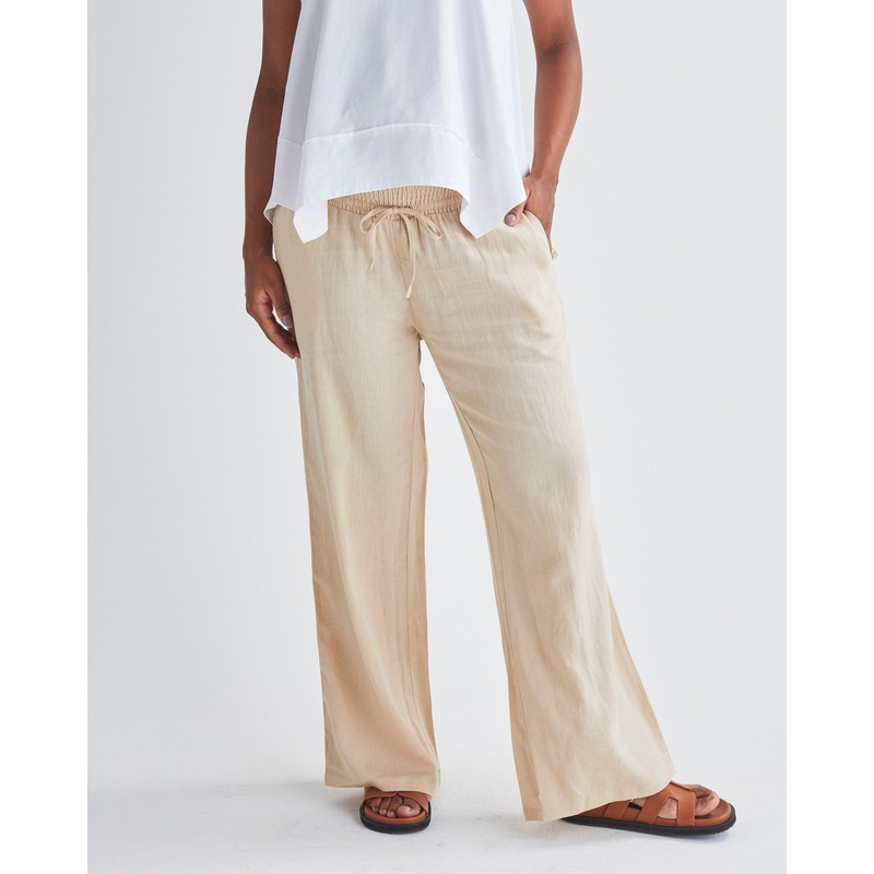 Giulia Maternity Linen Pants in Sand XS