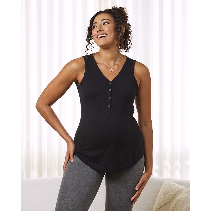 Ivy Maternity Cotton Singlet – Black XS