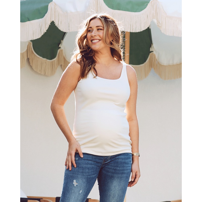 Jenna Maternity Basic Singlet – White XS