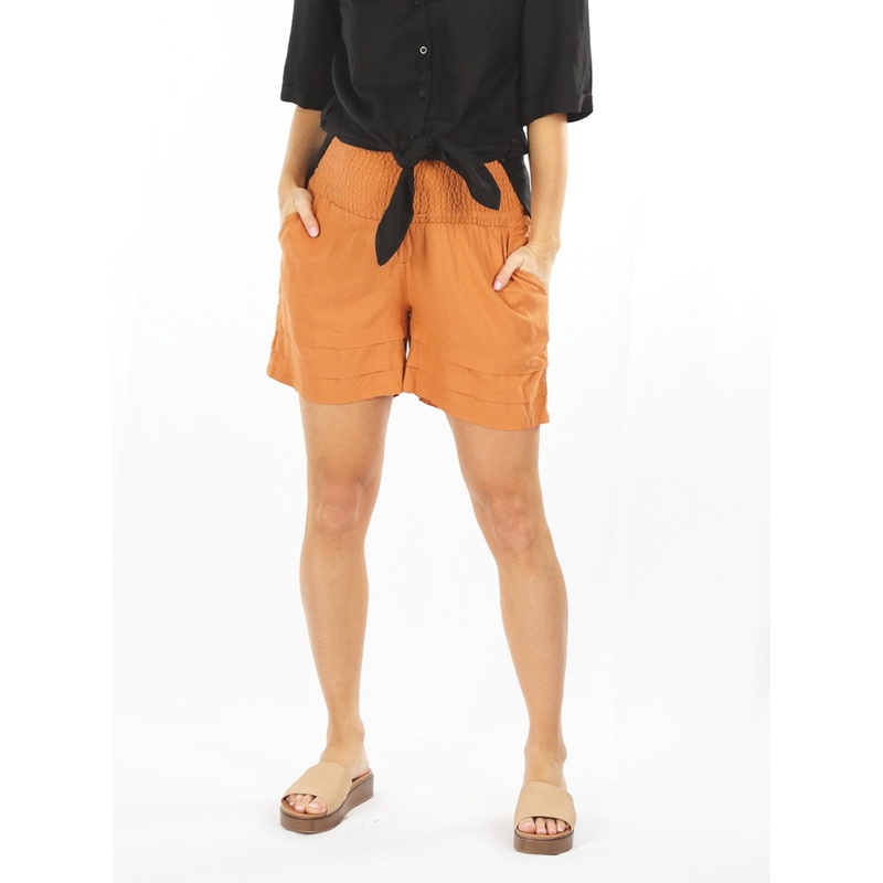 Maternity Linen Summer Shorts in Orange XS 990OR-#E-2