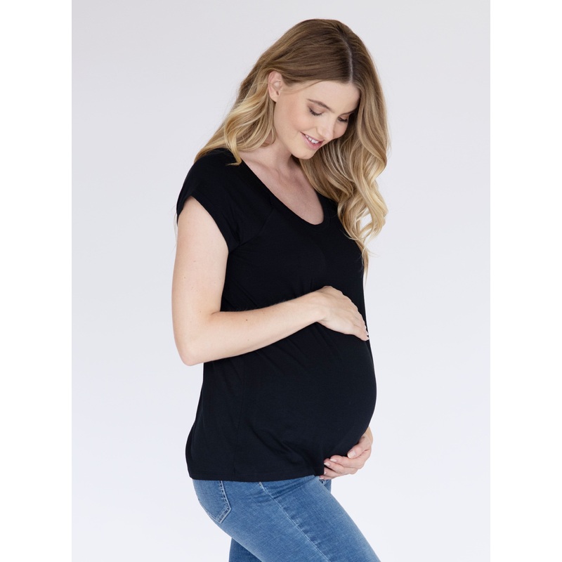 Maternity/Nursing Bamboo Top in Black Black XS N271B – 0301A