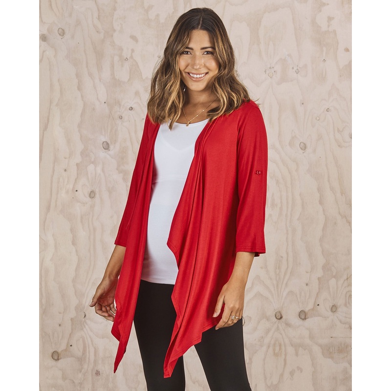 Maternity Nursing Cardigan in Red XS N298D