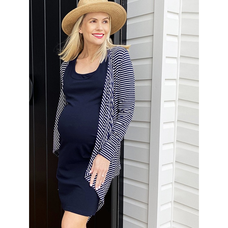 Maternity Waterfall Nursing Cover Cardigan – Navy Stripes XS/S