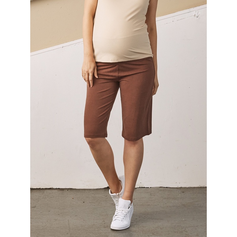 Nina Maternity Wide Leg Bamboo Shorts – Chocolate XS