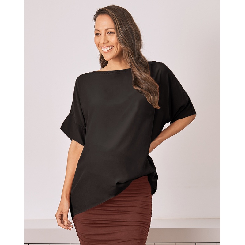 Pia Maternity Relax Fit Short Sleeve Top – Black Black XS/S 2216BLK – D2