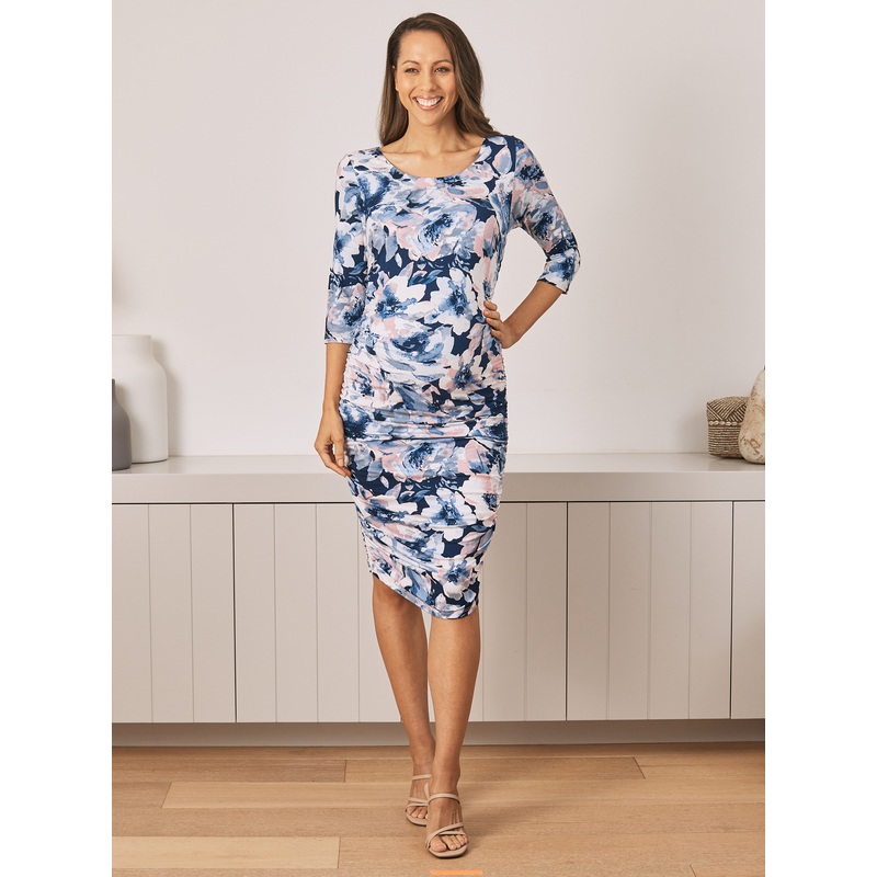 Sophie Maternity Floral Dress – Blue Floral Print XS R810SPFL