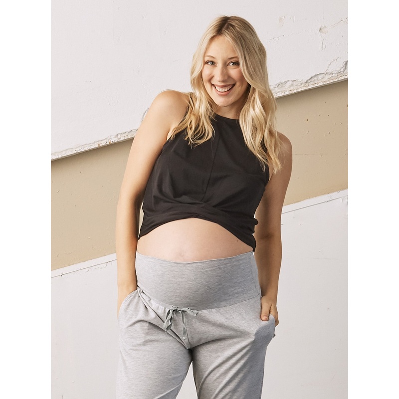 Summer Basic Maternity Crop Bamboo Top – Black XS Black 259B/C – 0201A