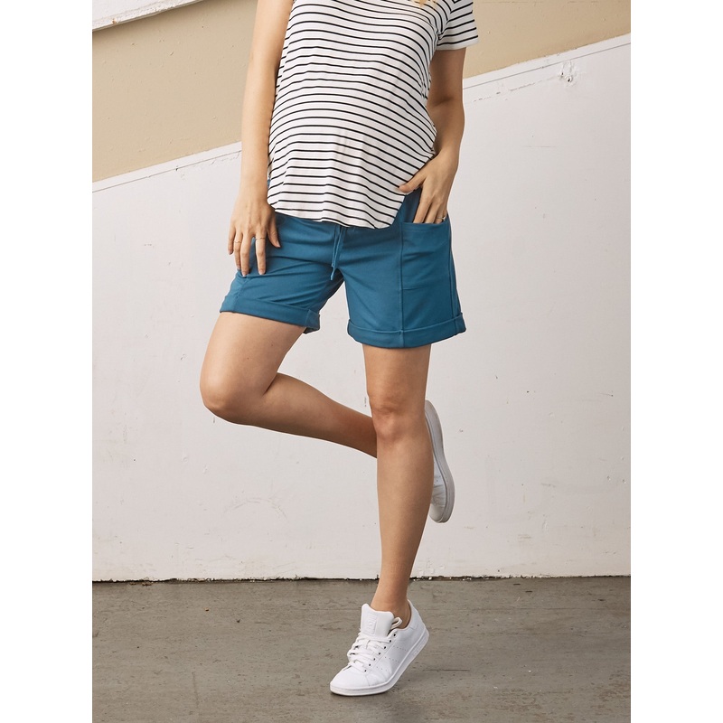 Summer Cotton Maternity Shorts in Breezy Blue XS Blue Moon 9016DTL – 0504A#F-6