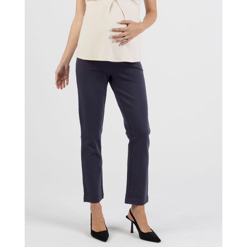 Zoe Maternity Straight Cut Ponti Work Pants in Navy XS