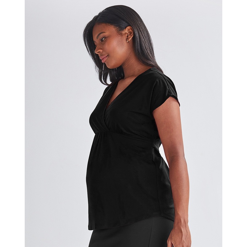 Adeline Maternity Crossover Work Top – Black XS 256BLK