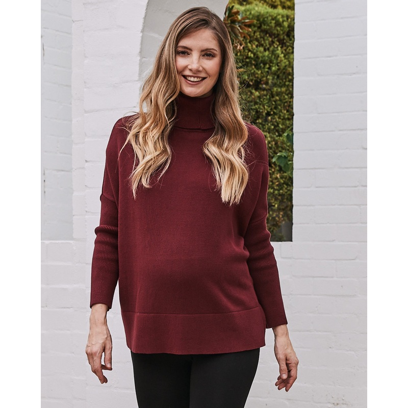 All in One Maternity Reversible Knit Sweater Burgundy XS/S N2455MPL – 0103D