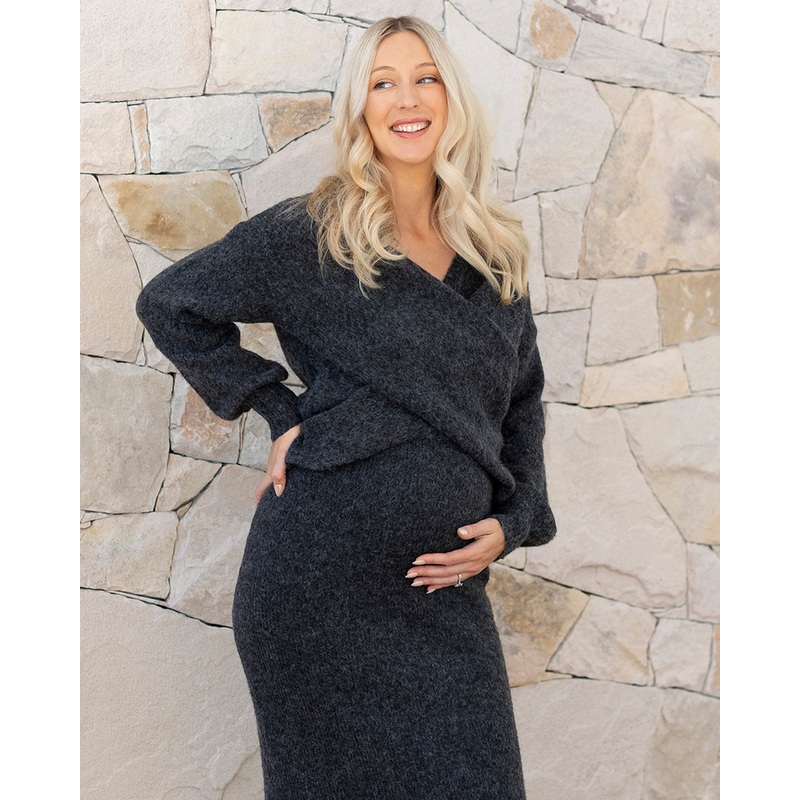 Amlie’s Enchanting Allure of Crossover Knit in Charcoal XS/S