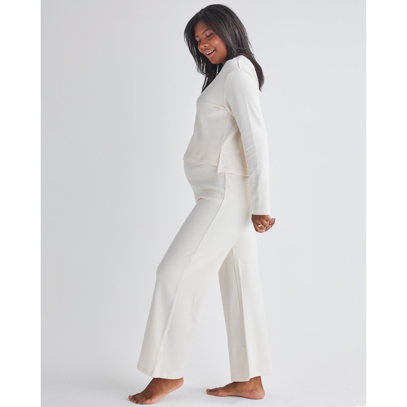 Anna 2-piece Maternity Winter Lounge Wear Set in Cream XS