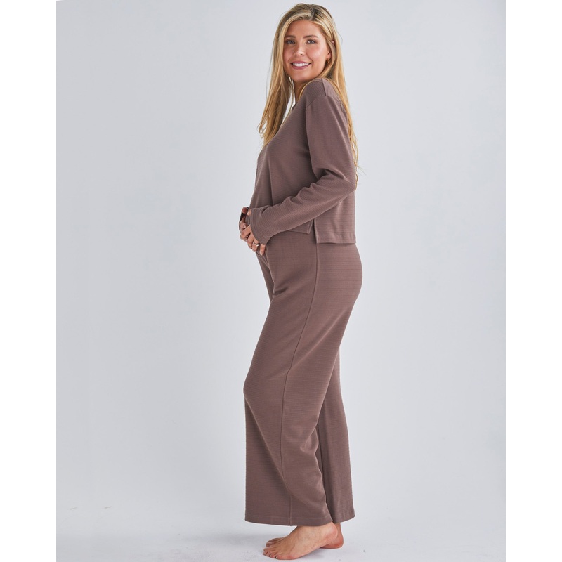 Anna 2-piece Maternity Winter Lounge Wear Set in Mocha XS