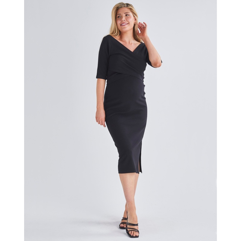 Athena Maternity Smart Casual Set in Black Top and Skirt XS