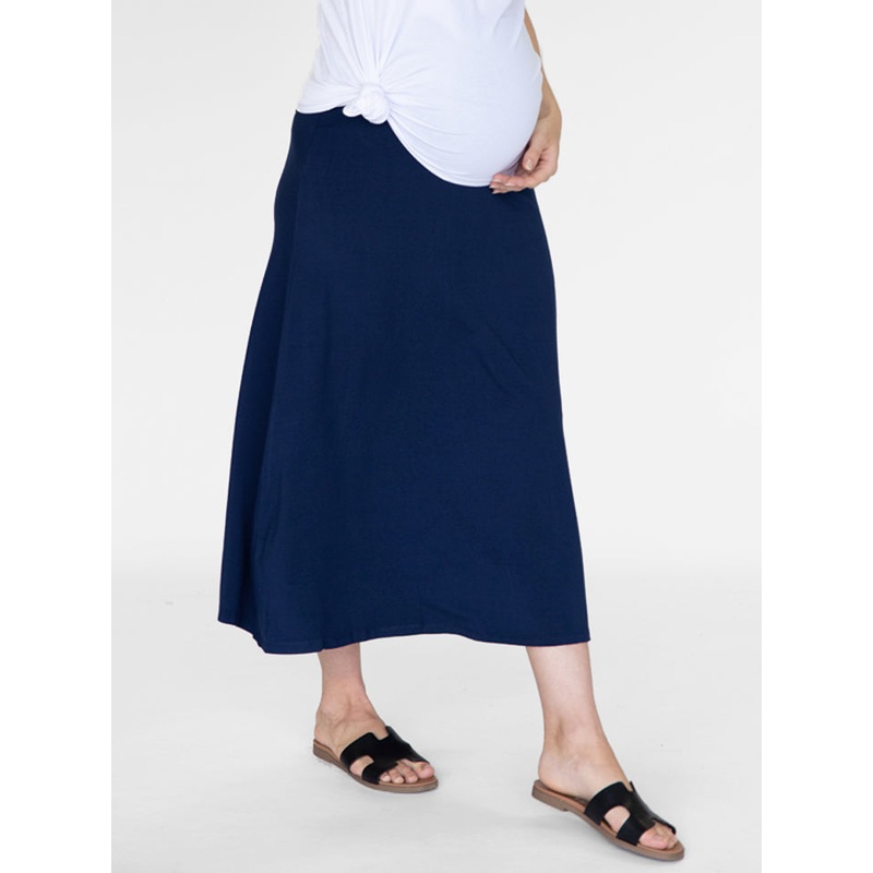 Becky Long Maternity Skirt in Navy XS #E-7