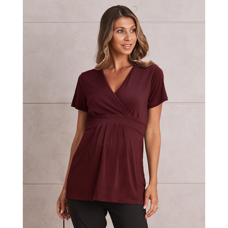 Bree Maternity Crossover Work Top – Burgundy XS 2213D – 0901A Burgundy