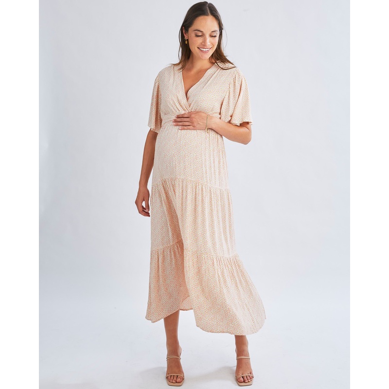 Cara Maternity Maxi Dress in Creamy Floral Glow XS