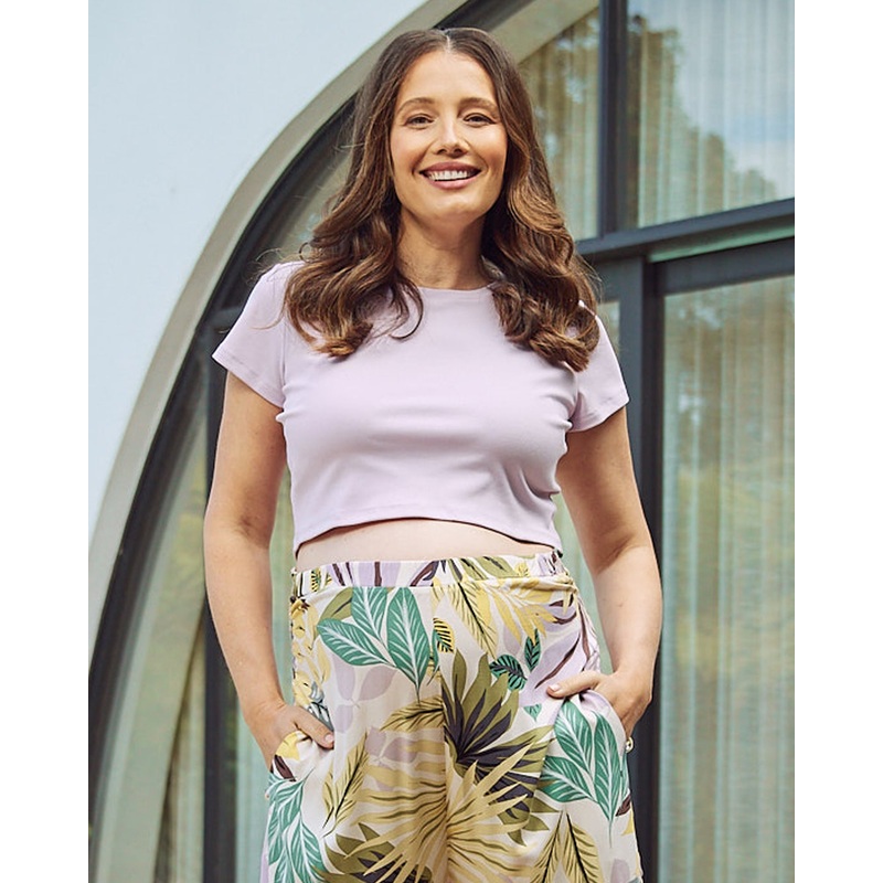 Celia Maternity Cotton Crop Tee – Lavender XS