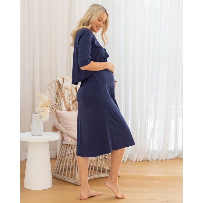 Donna Maternity &  Nursing Flip Dress In Navy XS