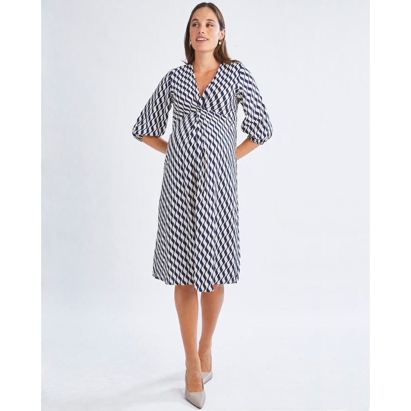Elea Geometric Wave Work Dress XS