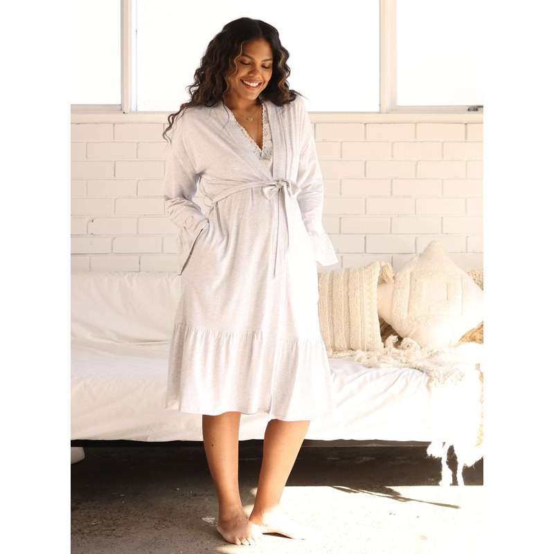 Grace Maternity & Nursing Robe – Snow Marl S/M 242MG – 0103A #E-9