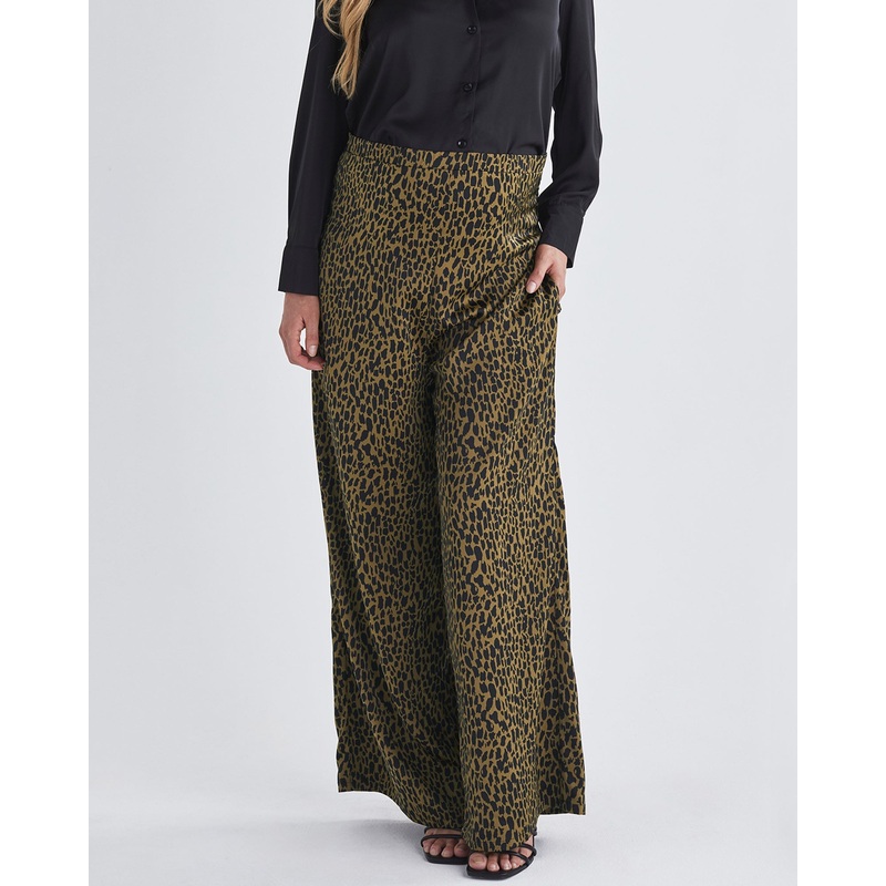 Leona Animal Print Satin Wide Leg Maternity Pants XS