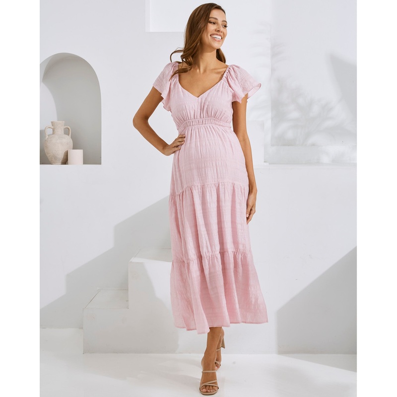 Lila Baby Shower Maternity Dress in Candy Pink XS