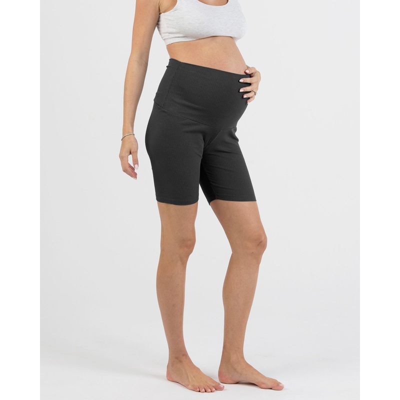Maternity Bamboo Bike Shorts in Black XS