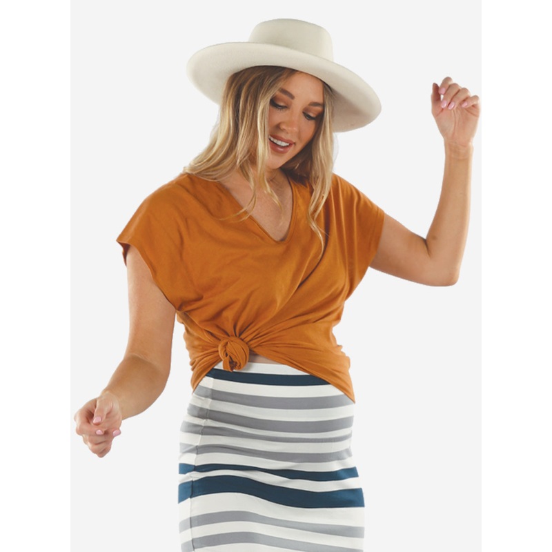 Maternity Loose Fit Swing Top in Rust XS