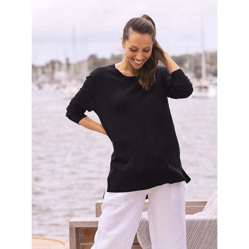 Maternity Oversize Wool Knit Jumper in Black XS