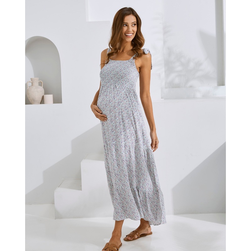Maxi Liliana Maternity  Dress in Iris Print XS